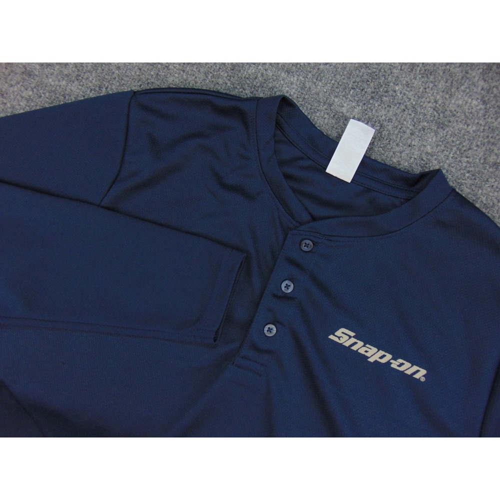 Snap-on Henley Shirt Mens Large Navy Blue Solid Long Sleeve Performance Workwear